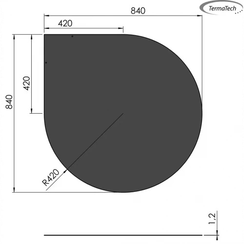 Gulvplade til biopejs fra Termatech Termatech gulvplade til pejs 84 x 84 x 0,12 cm